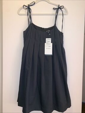 En Saison Black Tie-Shoulder Pleated Sundress